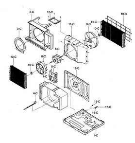 Air Handling Diagram and Parts List for 58073082300  Kenmore Air Conditioner