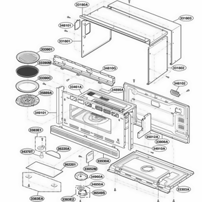 Oven Cavity Parts Diagram and Parts List for ZSC2000CBB ABKLGEU LG Range