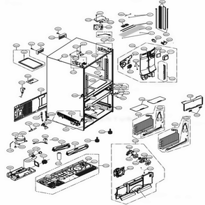 Case Parts Diagram and Parts List for LMXC23796D ASBCNA1 LG Refrigerator