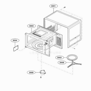 Oven Cavity Parts Diagram and Parts List for 66993 CS6ESEA LG Wall Oven