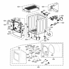Cabinet And Door Assembly: Gas Type Diagram and Parts List for DLGX7601VE ASSEEUS LG Dryer
