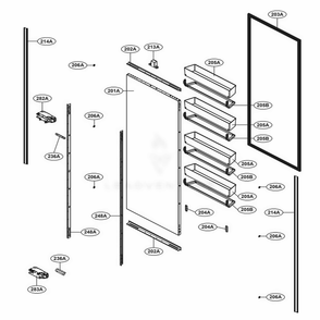 Door Part Diagram and Parts List for SKSCR3001P ASWCNA0 LG Range