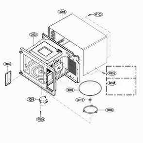 Oven Cavity Parts Diagram and Parts List for 79159 CBKESEA LG Range
