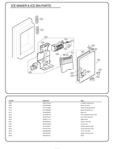 Ice Maker And Ice Bin Parts Diagram and Parts List for GR-J268WSTM ASTCSE0 LG Refrigerator