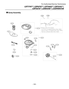 Sump Assembly Diagram and Parts List for DUA315HDL ABDEEUS LG Dishwasher