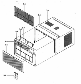 Cabinet/front Grille Assy Diagram and Parts List for 58074082400  Kenmore Air Conditioner