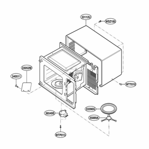 Oven Cavity Parts Diagram and Parts List for MS114YE ABKEGSC LG Range
