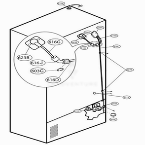 Valve And Water Tube Parts Diagram and Parts List for 78739 AWB4SER LG Refrigerator