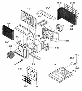 Air Handling/cycle Parts Diagram and Parts List for 58072187200  Kenmore Air Conditioner