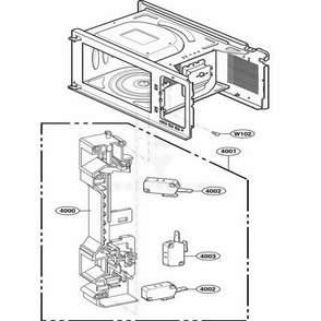 Latch Board Parts Diagram and Parts List for 69129 CBKESEA LG Range