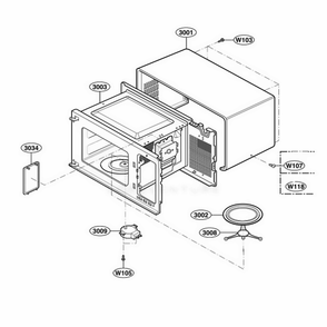 Oven Cavity Parts Diagram and Parts List for 65222 CWHESEA LG Range