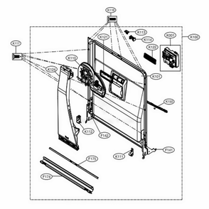 Door Liner Assembly Diagram and Parts List for LDP6809BD ABDESNA LG Dishwasher