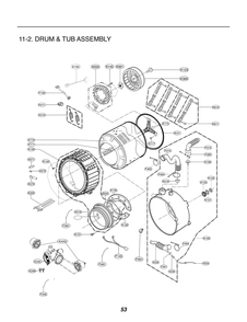 Drum And Tub Assembly Diagram and Parts List for TCWM2013CD3 ASSEELC LG Washer