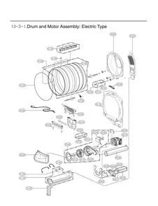 Drum And Motor Assembly Diagram and Parts List for DLE7150WA ABWEUUS LG Dryer
