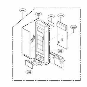 Control Panel Parts 2 Diagram and Parts List for 62253 KSBESEA LG Range