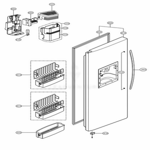 Freezer Door Part Diagram and Parts List for 58829 AWBCSER LG Refrigerator
