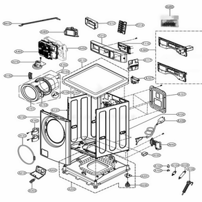 Cabinet And Control Panel Assembly Diagram and Parts List for GCWF1069QD3 ASSEELC LG Washer