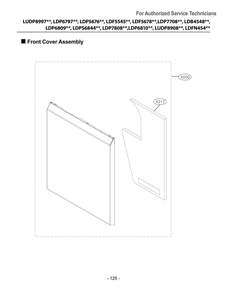 Front Cover Assembly Diagram and Parts List for DUAG27HN ASTESNA LG Dishwasher
