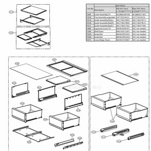 Drawers And Vegetable Room Part Diagram and Parts List for LPXS30866D ASBCNA0 LG Refrigerator