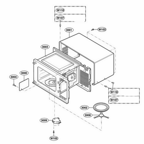 Oven Cavity Parts Diagram and Parts List for 62463 CS1ESEA LG Wall Oven