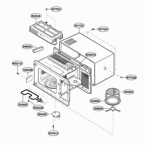 Oven Cavity Parts Diagram and Parts List for MB387W CWHQLGE LG Range