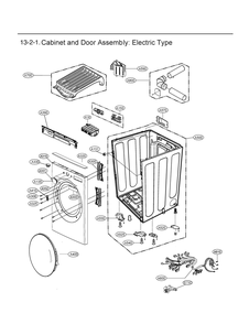 Cabinet And Door Assembly Diagram and Parts List for RV13Q8ESIWU ASSEUUS LG Washer