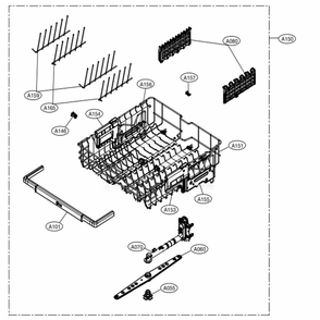 Upper Rack Assembly Diagram and Parts List for LDP6797BD ABDEEUS LG Dishwasher
