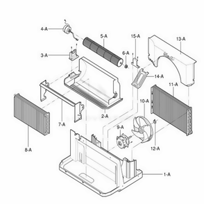 Air Handling And Cycle Parts Diagram and Parts List for 580 AWYDSRU LG Air Conditioner