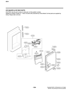 Ice Maker And Ice Bin Parts Diagram and Parts List for GR-L288NKXM ASBCNA8 LG Refrigerator