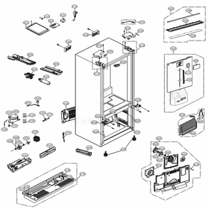 Case Parts Diagram and Parts List for 72597 ASBCSE2 LG Refrigerator