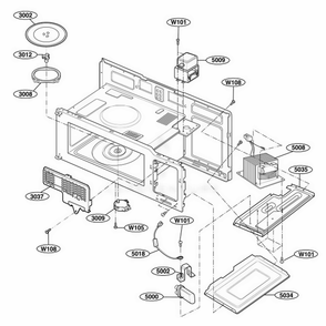 Interior Parts 1 Diagram and Parts List for 80592 AW1ESEA LG Microwave