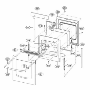 Door Parts Diagram and Parts List for LRE30755ST ASTLLGA LG Range