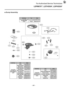 Sump Assembly Svc Part Diagram and Parts List for LDPM6762S ASSESNA LG Dishwasher