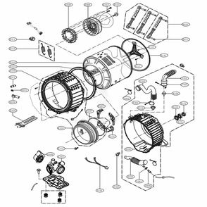 Drum And Tub Assembly Diagram and Parts List for WM3370HWA ABWEPUS LG Washer