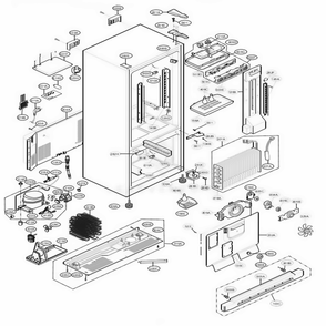 Case Parts Diagram and Parts List for 65219 AWBCSEF LG Refrigerator