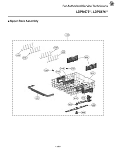 Upper Rack Assembly Diagram and Parts List for LDPM6762S ASSESNA LG Dishwasher