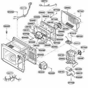 Interior Parts 2 Diagram and Parts List for JMC9158AAW AWHEJEN LG Wall Oven