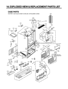 Case Parts Diagram and Parts List for GR-J31GHSJM ASTCNA4 LG Refrigerator