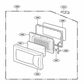 Door Parts Diagram and Parts List for 65052 CW1ESEA LG Wall Oven