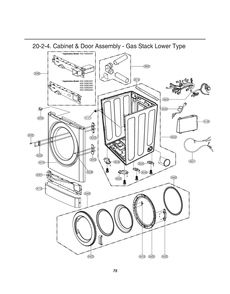 Cabinet And Door Assembly Diagram and Parts List for GDL1329CGD7 ASSEELC LG Dryer