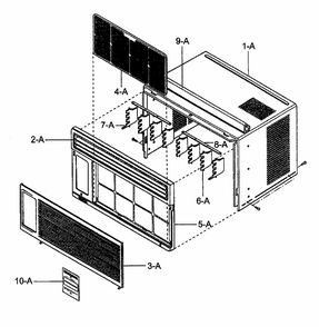 Front Asy Diagram and Parts List for 58075051500  Kenmore Air Conditioner