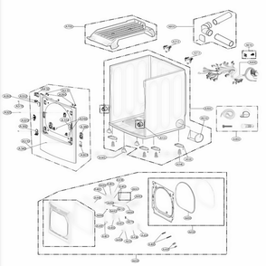 Cabinet And Door Assembly: Electric Type Diagram and Parts List for DLE7300WE ABWEEUS LG Dryer