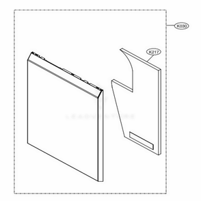 Front Cover Assembly Diagram and Parts List for LDP7708BD ABDESNA LG Dishwasher