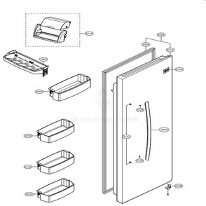 Refrigerator Door Diagram and Parts List for 51829 AWBCSE1 LG Refrigerator