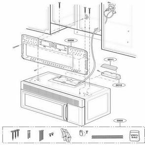 Installation Parts Diagram and Parts List for JVM1640AH AALEGEU LG Range