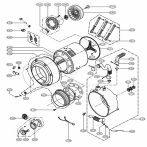 Drum And Tub Assembly Diagram and Parts List for GCW1069QD ABWELAT LG Washer