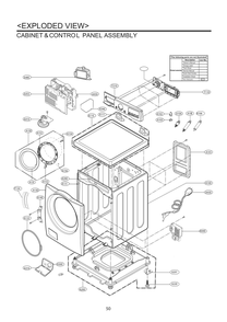 Cabinet And Control Panel Assembly Diagram and Parts List for WM3470CW ABWEVUS LG Washer