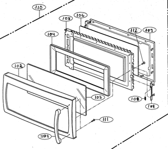 Door Parts Diagram and Parts List for MV-1725B  LG Microwave