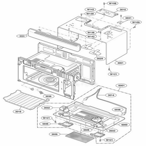 Oven Cavity Parts Diagram and Parts List for LMV1825SW AWHELGA LG Range