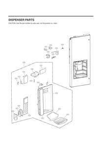 Dispenser Parts Diagram and Parts List for GC-J288GSXM ASTCNA0 LG Refrigerator